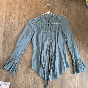 Vintage Free People long sleeve Lace Accent Blouse size 0